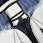 Intimate Black Garter Lingerie Set Revealing Bra & Panty Sexiest