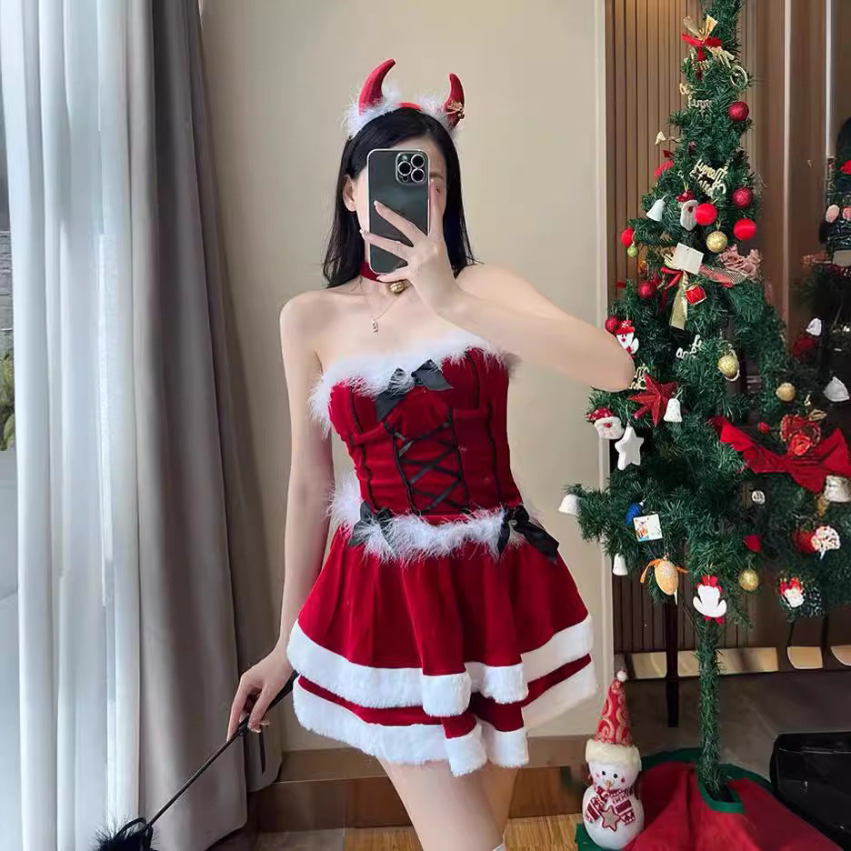 Revealing Sexy Female Christmas Costumes Naughty Lingerie Anime Dress