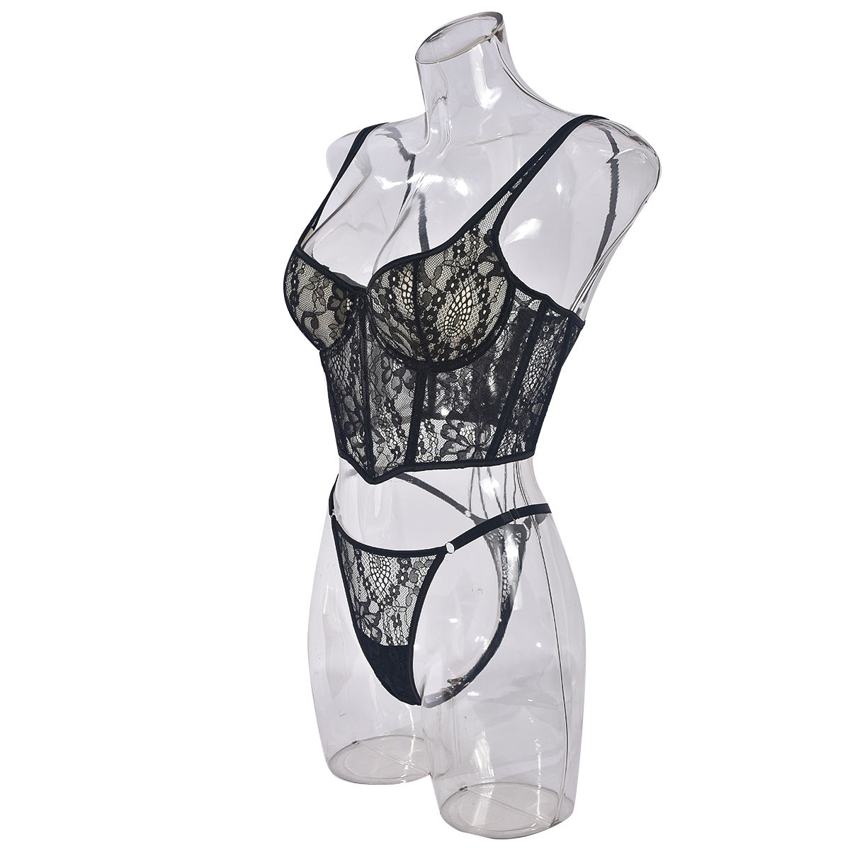 Naughty See Through Lingerie For Women Set Black Bra & Panty