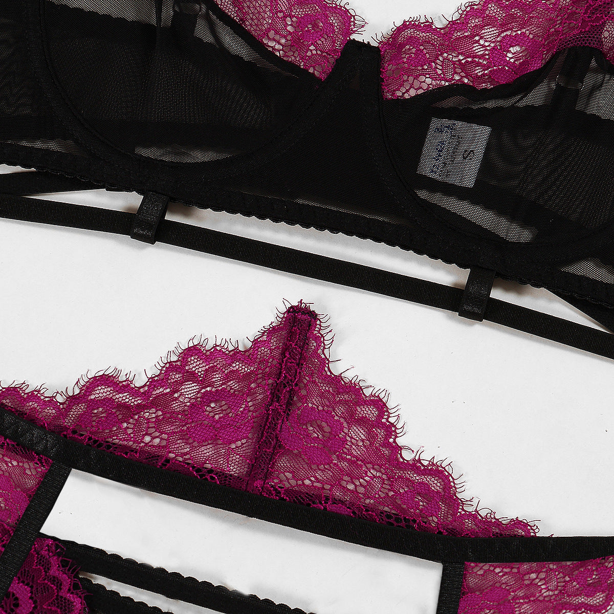 Sheer Panties & Bra With Garter