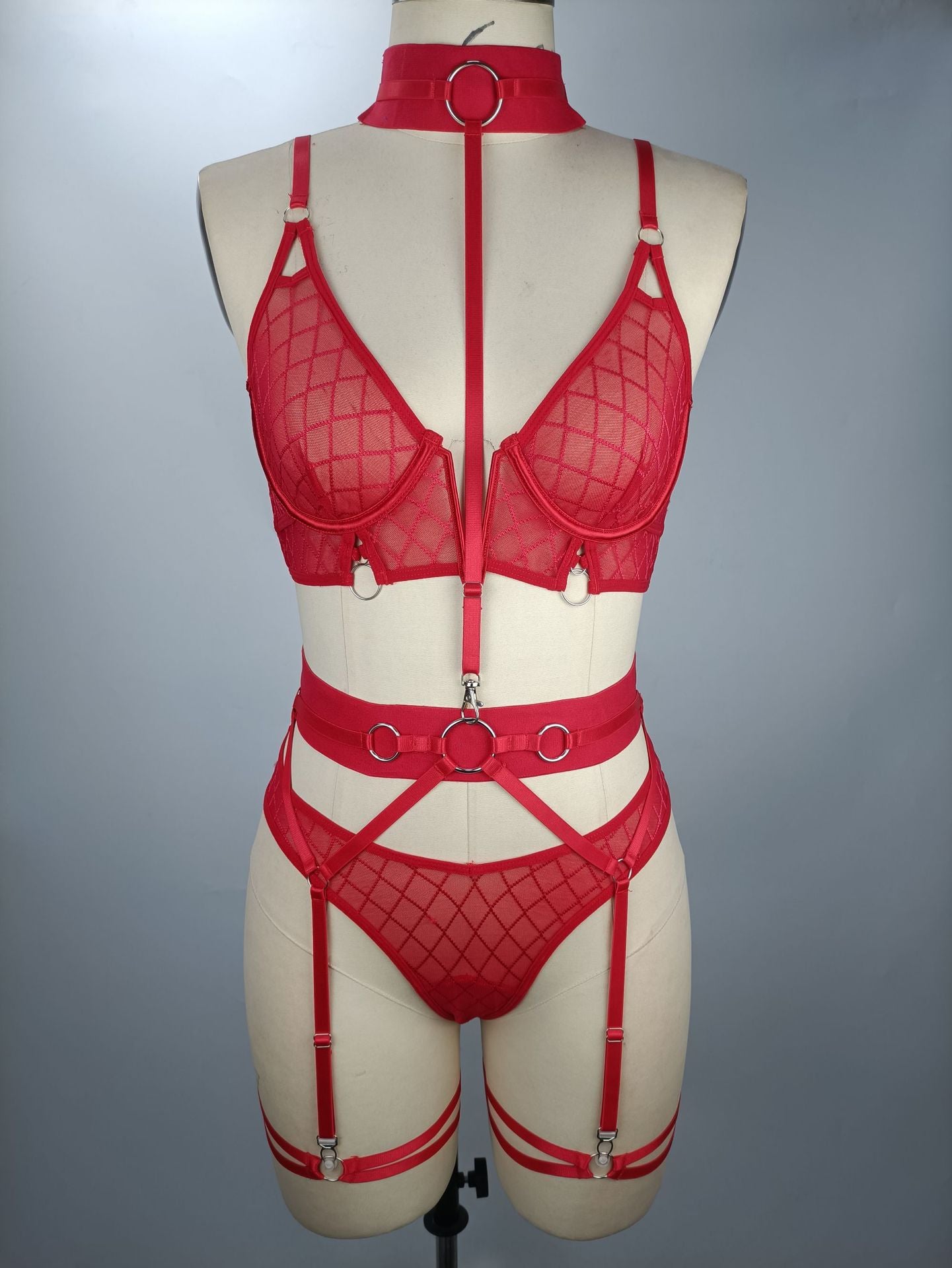 Couples Revealing Strappy Harness Lingerie Set