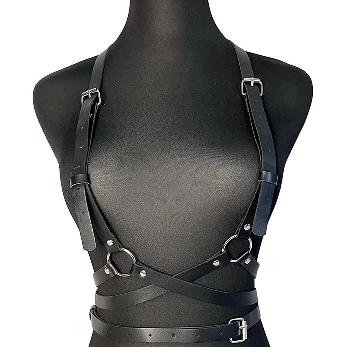 Black Leather Harness Bralet