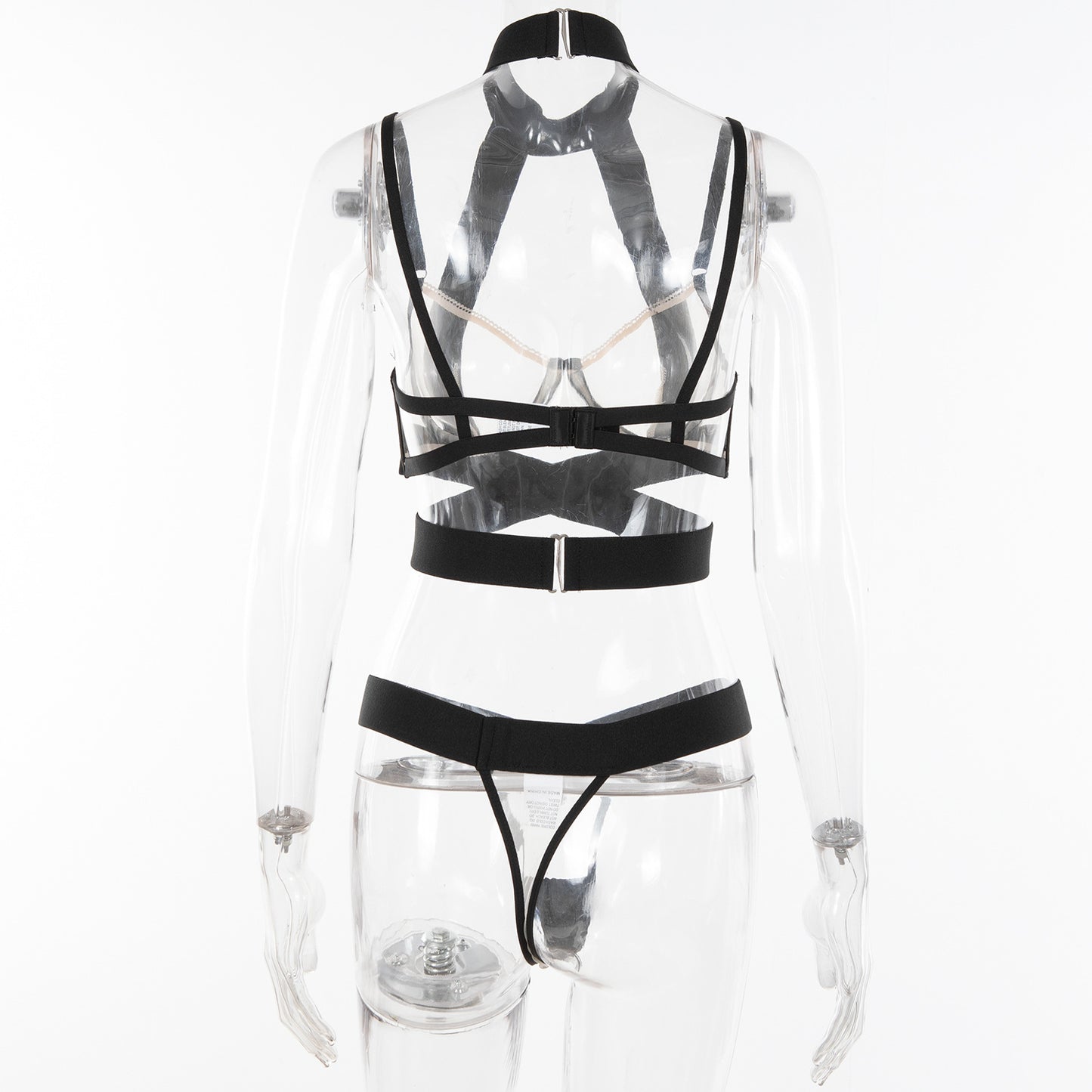 Contrast Lace Harness Design Lingerie Set