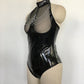 Womens Black Bodysuit Intimate Bdsm Leather Lingerie Latina Teddy