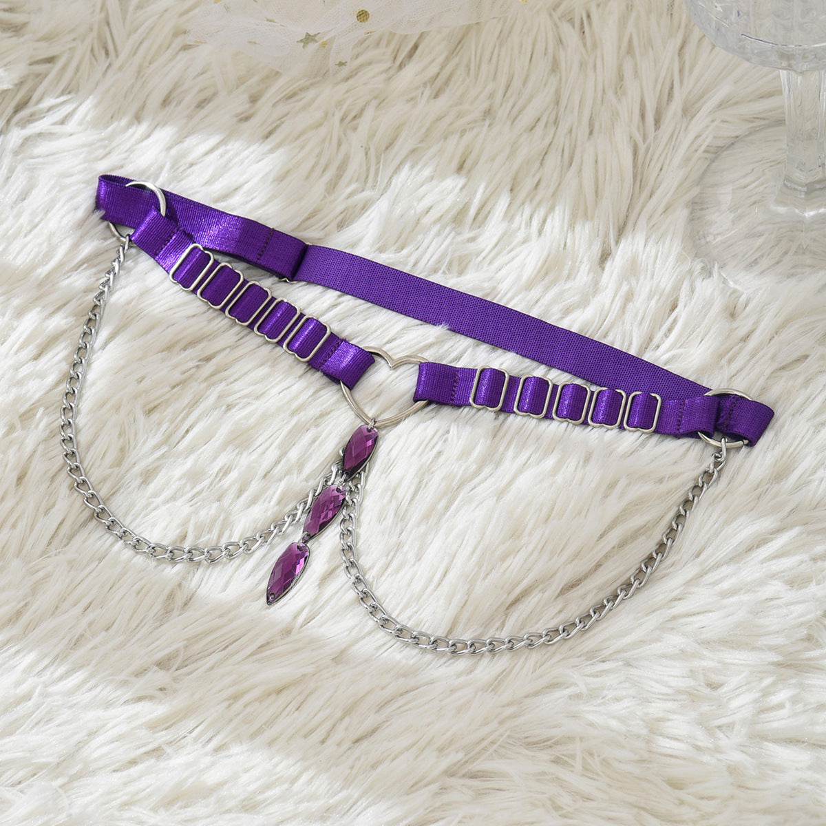 Purple Heart Ring Pendant Leg Garter