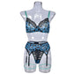 Blue Cougar In Lingerie Set with Garter