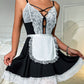 Women Sexy Red Dresses Slutty Lingerie French Maid Costume Role Play