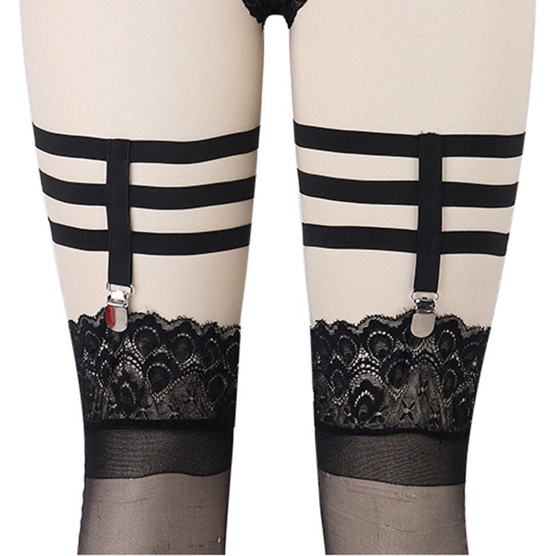 Black Leg Garter With Clip