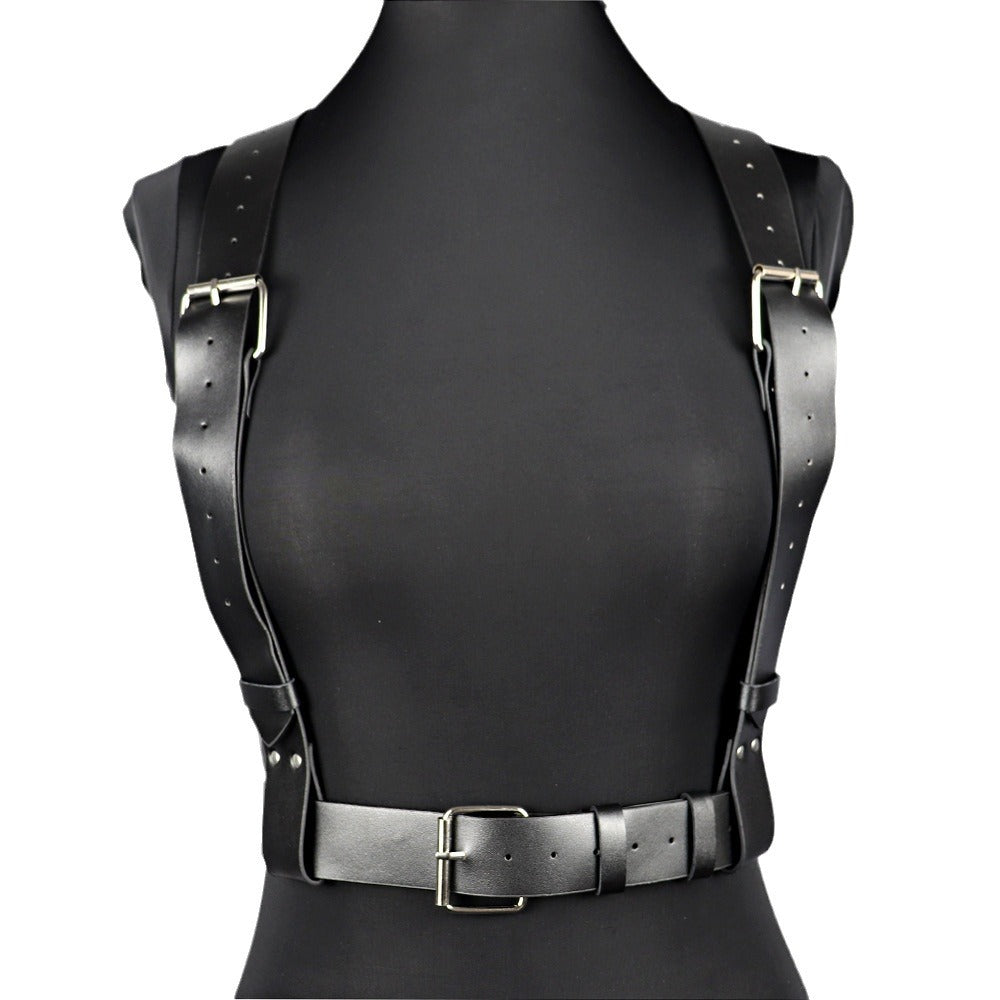 Gothic Red Leather Breast Harness