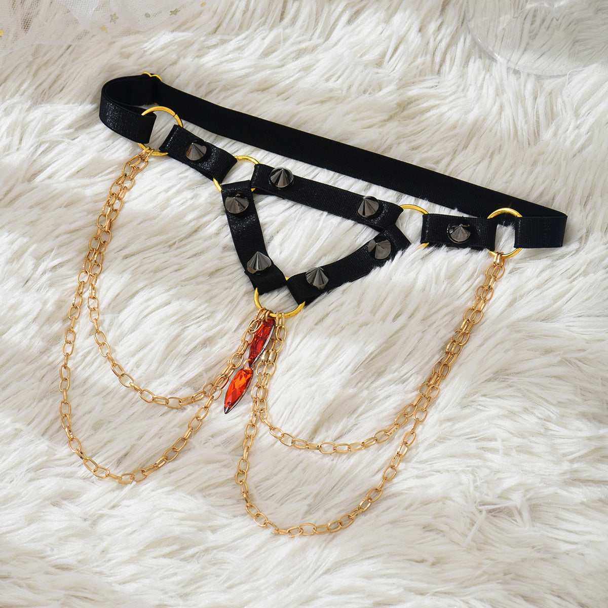 Gold Chain Punk Leg Garter