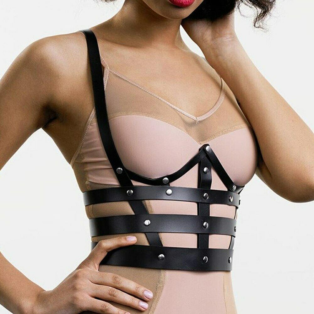 Cheap Women Leather Chest Harness Bodycage