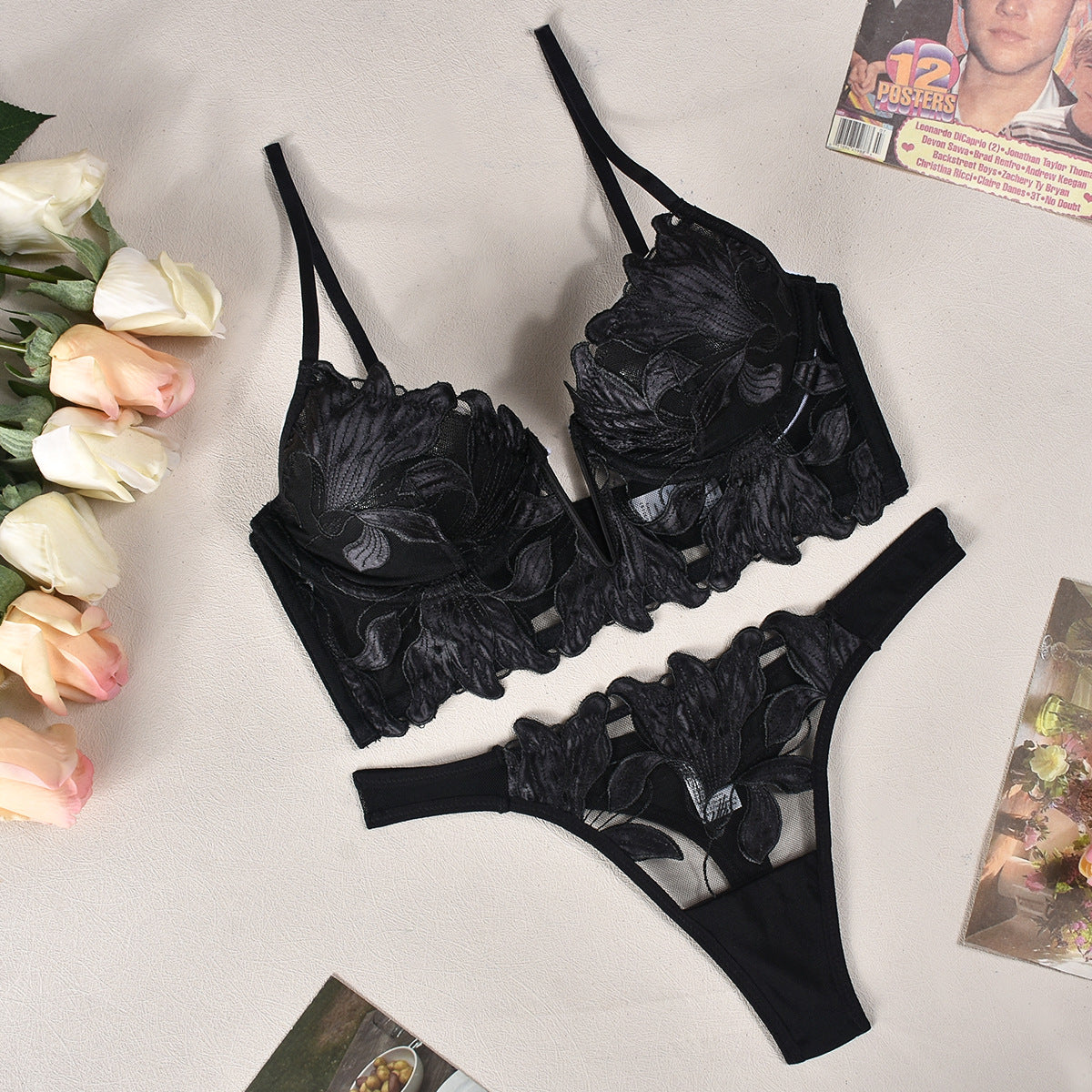 Black Deep V Lingerie Sheer