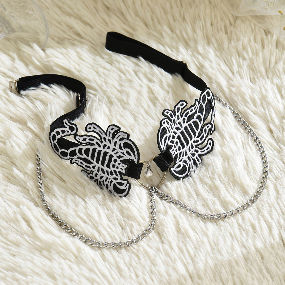 Black Embroidered Scorpion Leg Garter