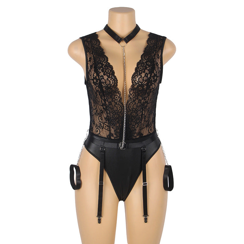 Lace Lace Bodysuits Revealing mature with lingerie Black Teddy