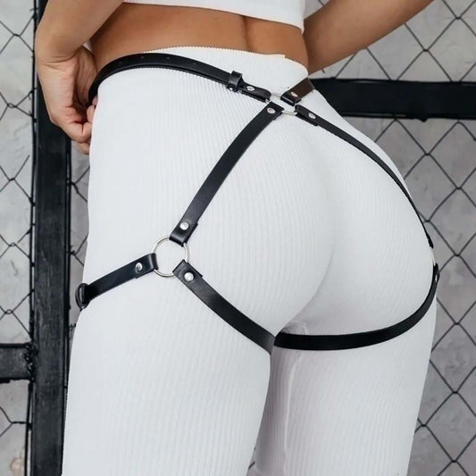Pink Leather Harness Garter