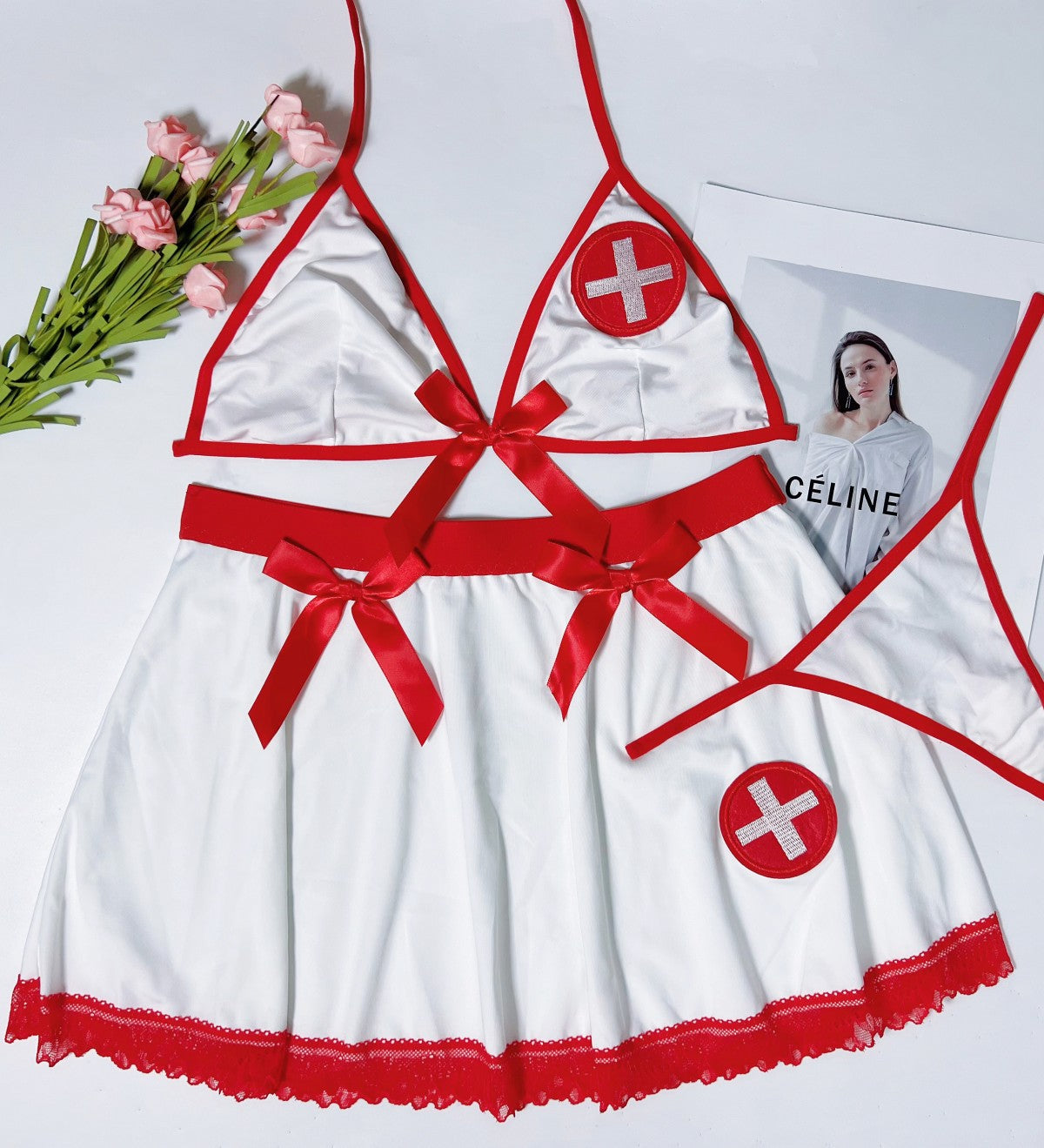 Dresses For Women Red Adult Sexy Nurse Costumes Role Play Lingerie