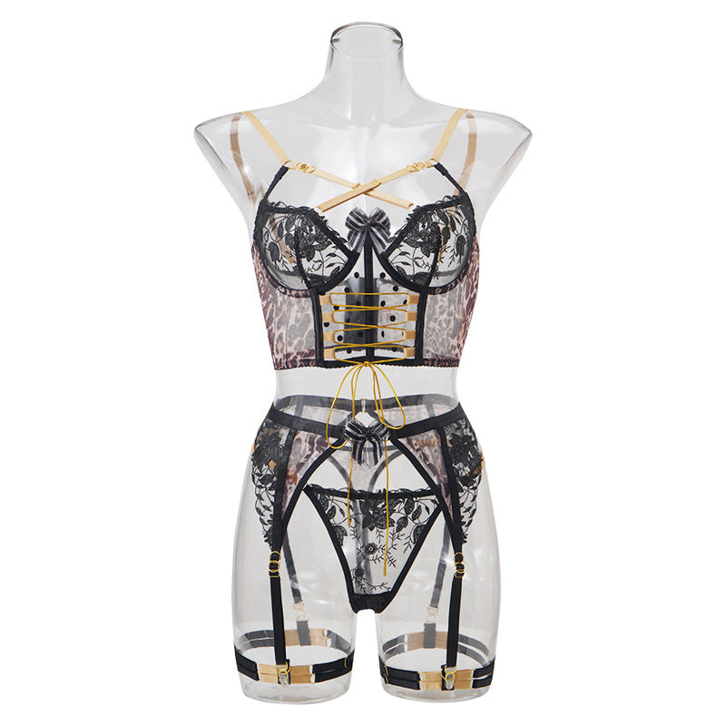 Corset Cougar Lingerie Set with Garter Belt