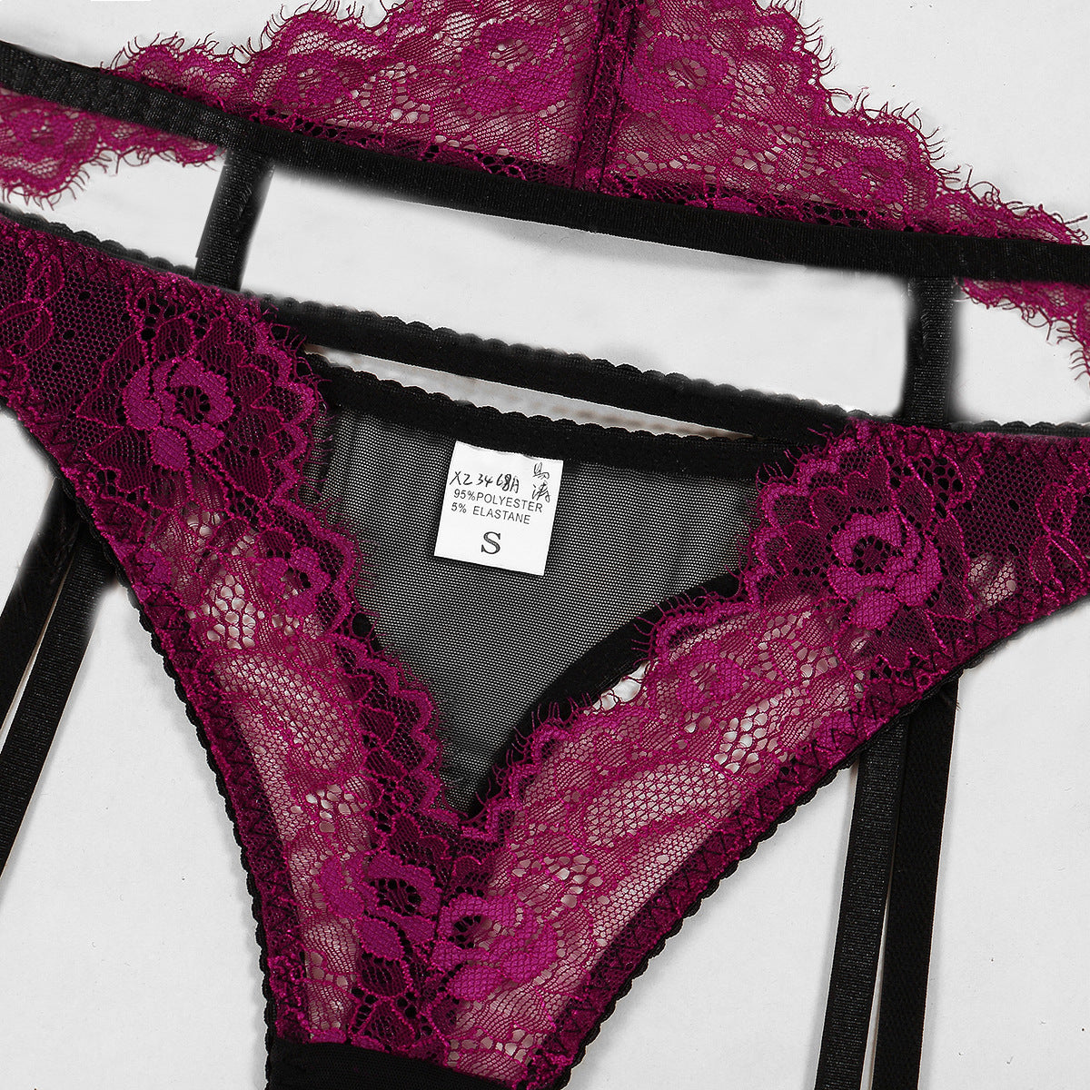 Sheer Panties & Bra With Garter