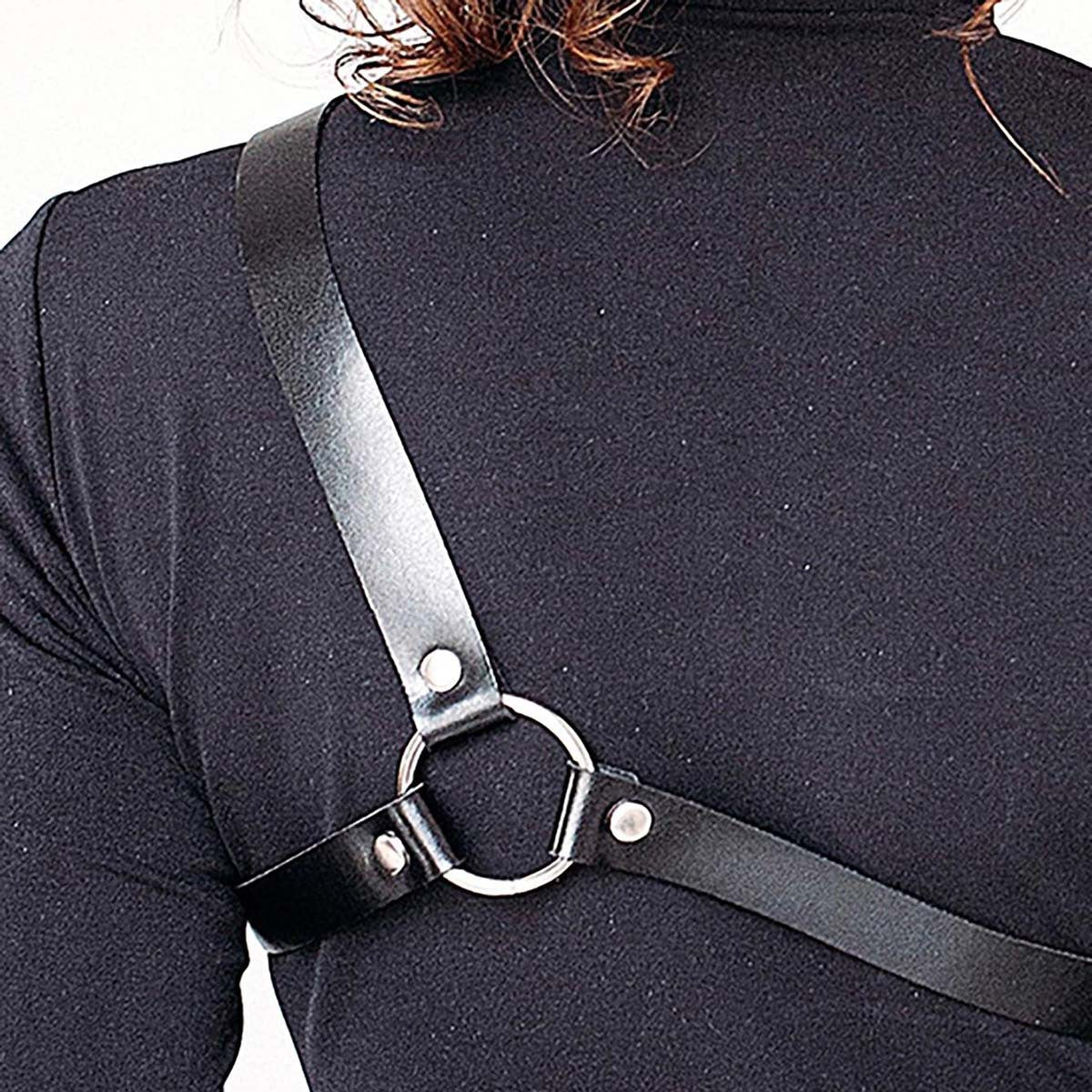 Leather Harness Over Shirt