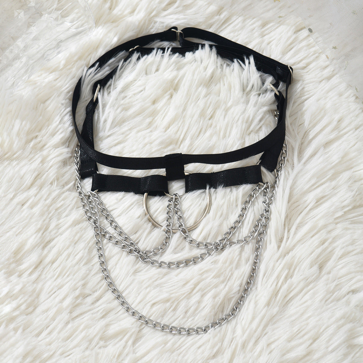 Double Black Chain Leg Garter