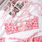 Pink Cougar Open Cup Lingerie Set with Gloves & Stockings