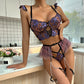 Intimate Black Garter Lingerie Set Revealing Bra & Panty Sexiest