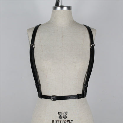 Harness Leather Belt Over Blouse