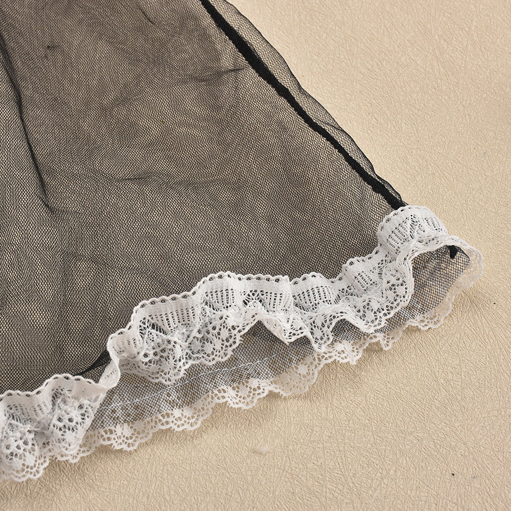 See Through Black Lace Lingerie Halloween Party Sheer