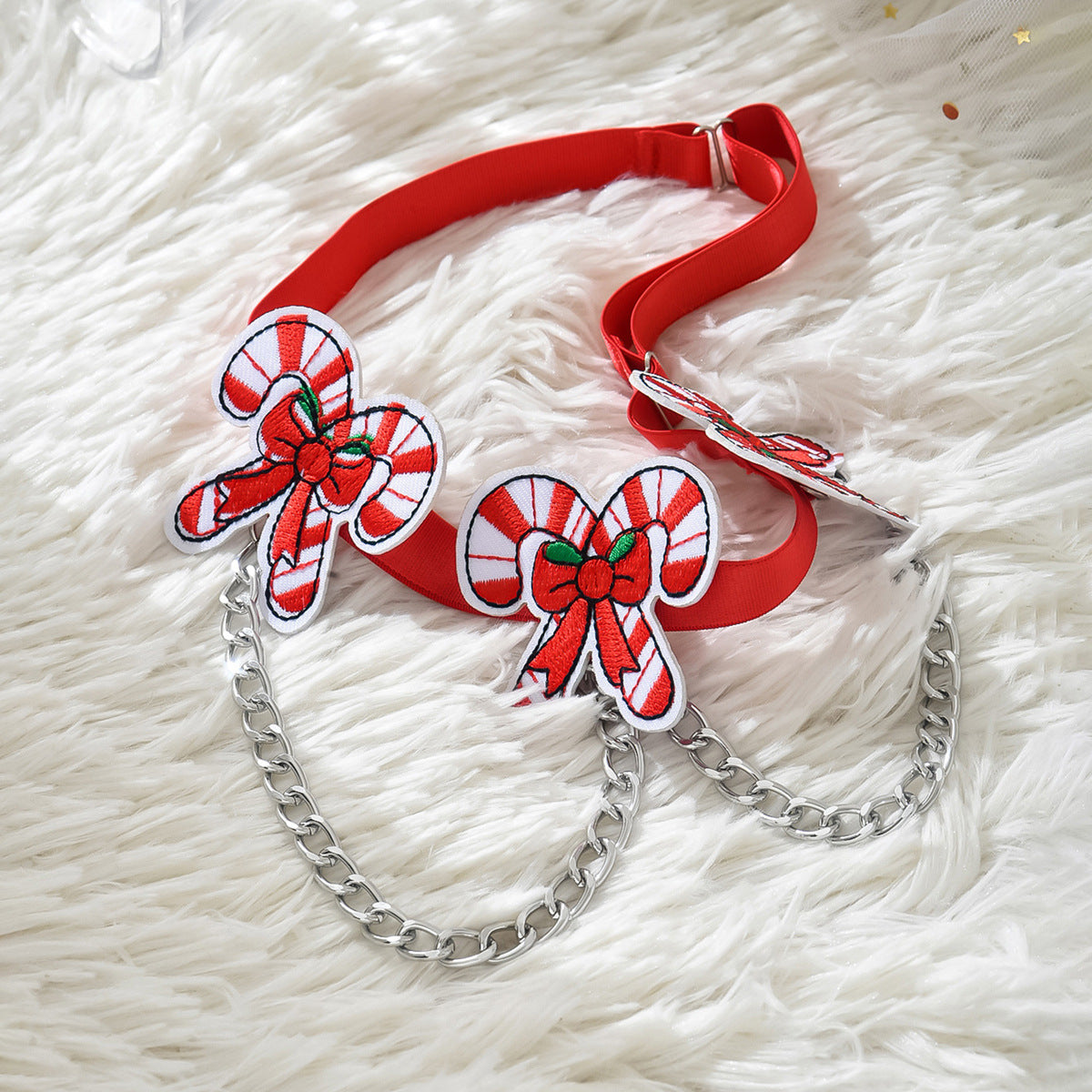 Red Embroidered Christmas Leg Garter
