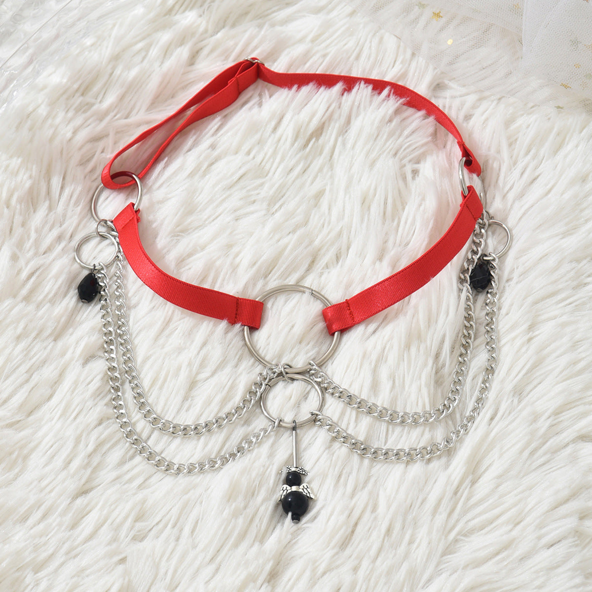 Red Latina Chain Leg Garter