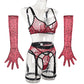 Red Lingerie Cougar Set with Gloves