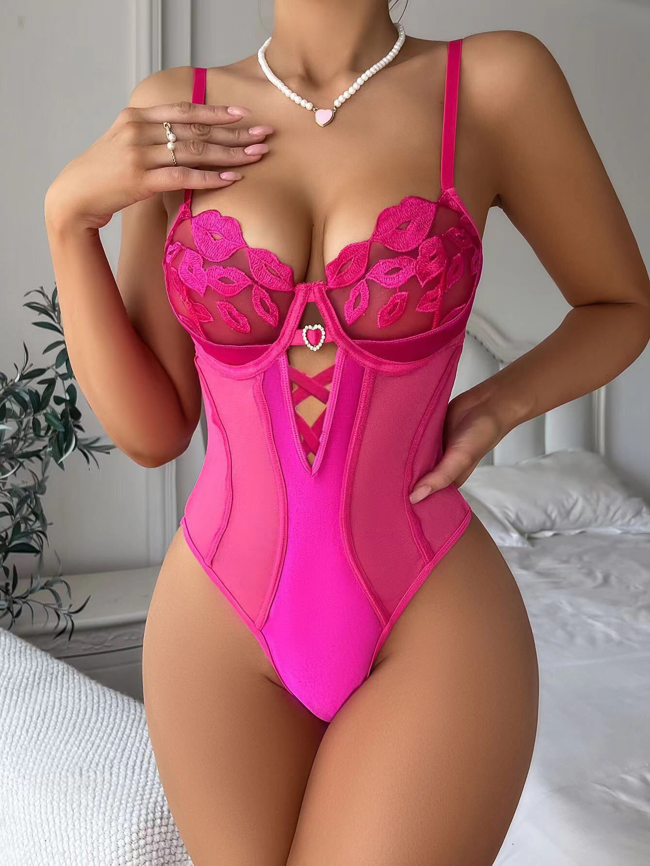 Sheer Pink Corset Bodysuit