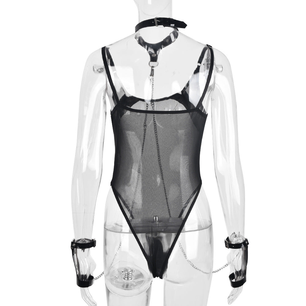 Latina Long Sleeve Bodysuit Sexy Bdsm Lingerie Women Teddy Choker