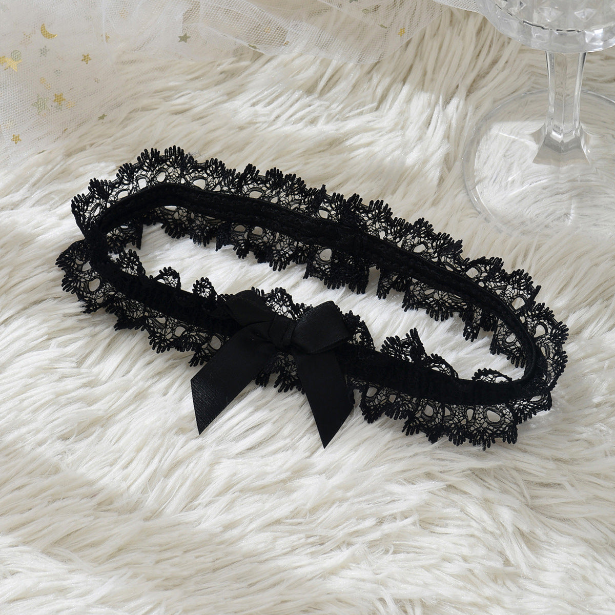 Black Lace Bow Leg Garter