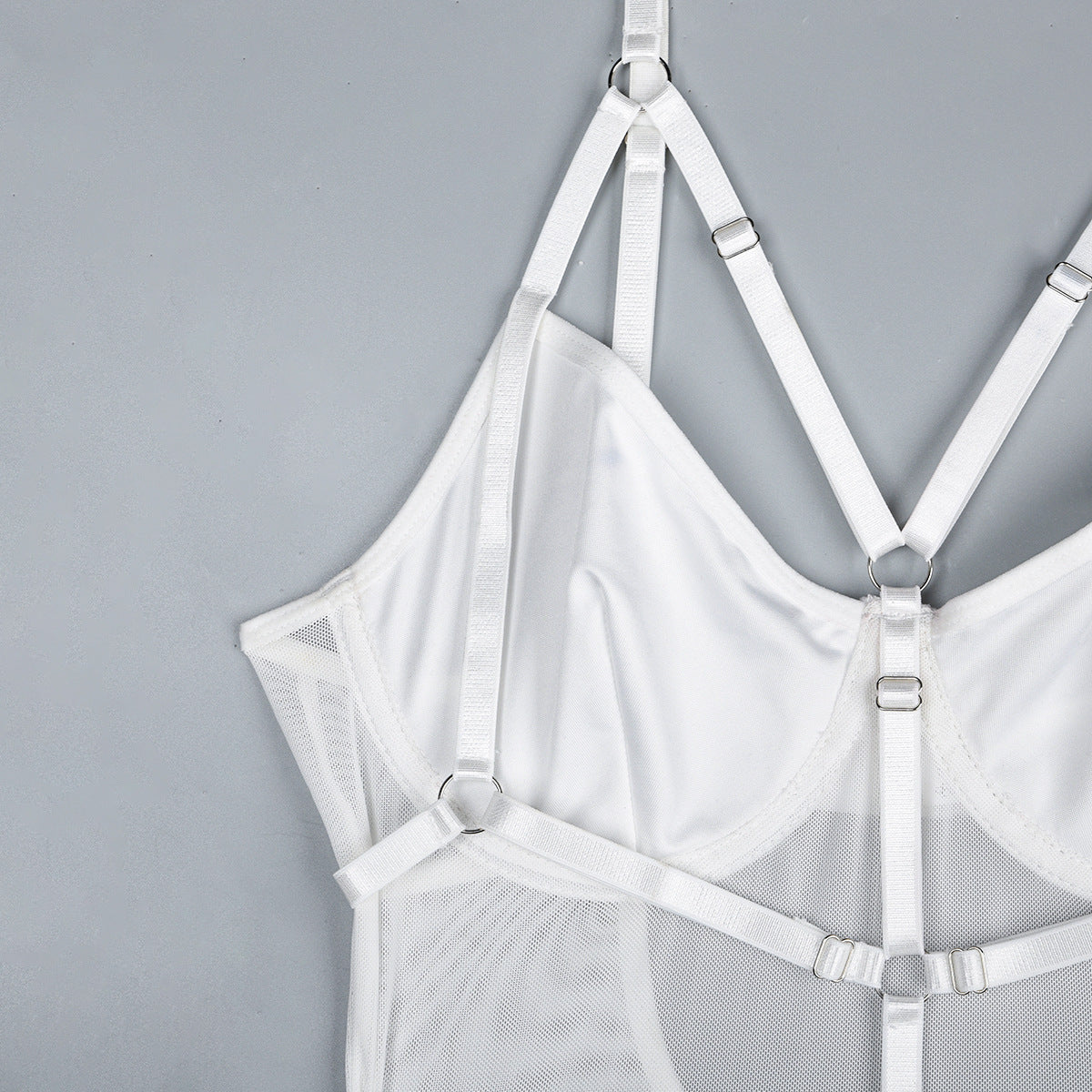 Sexy Lingerie Harness Teddy White