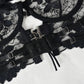 Intimate Black Garter Lingerie Set Revealing Bra & Panty Sexiest