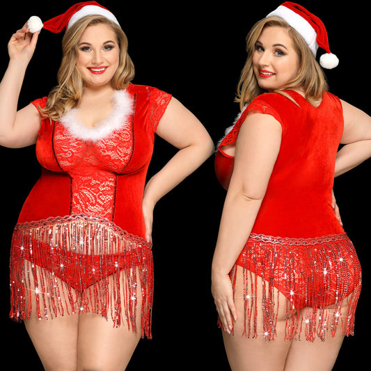 Plus Size Slutty Sexy Female Christmas Costumes Hot Lingerie Role Playing Dress Extreme