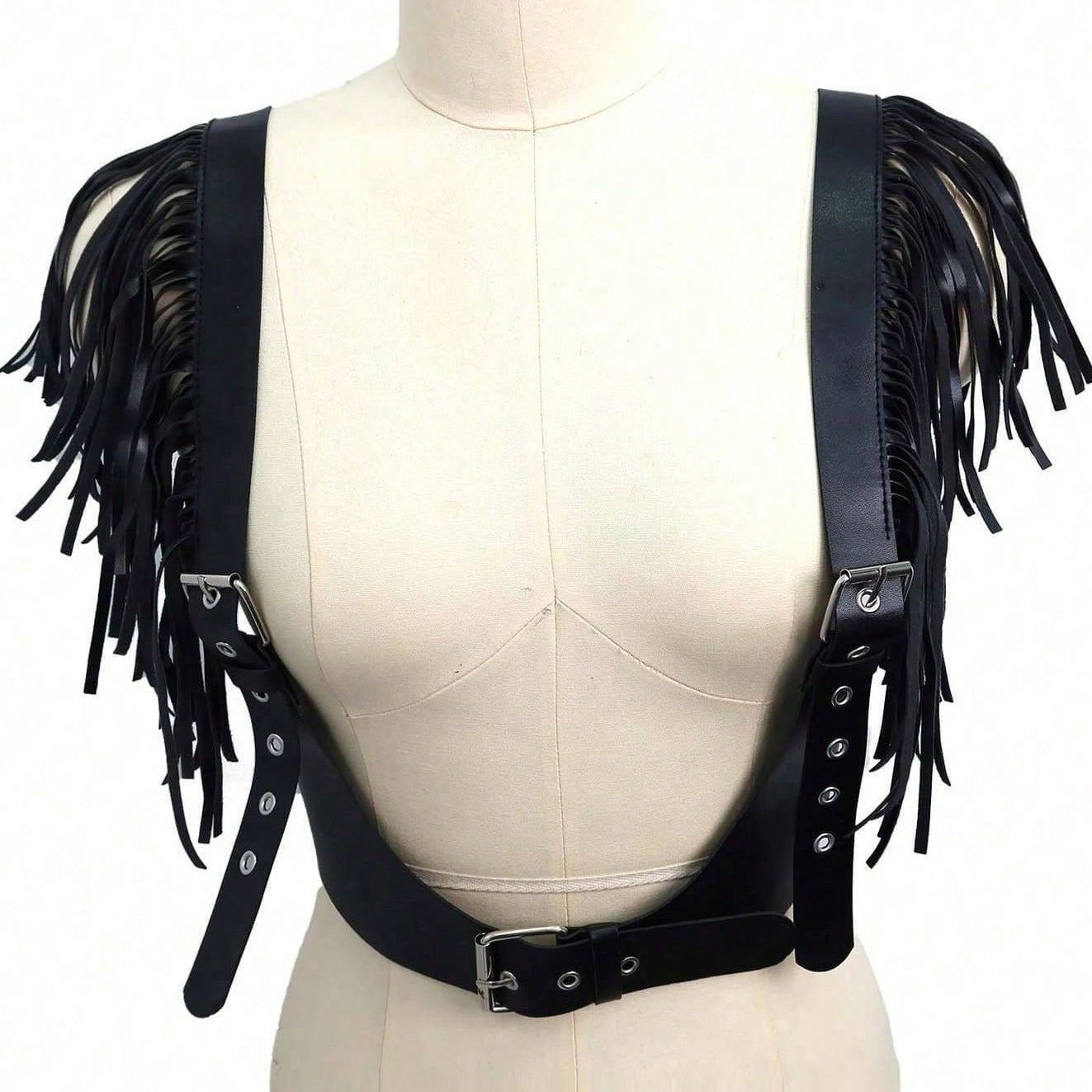 Belt Harness Leather Over Blouse