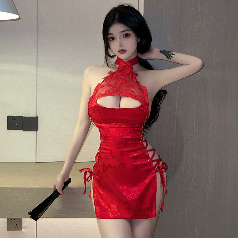 Sexy Black Dress Exotic Lingerie Cheongsam Qipao Role Playing Costume