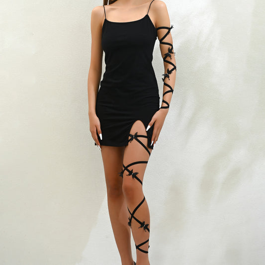 Ivy Black Butterflies Leg Garter & Hand Band