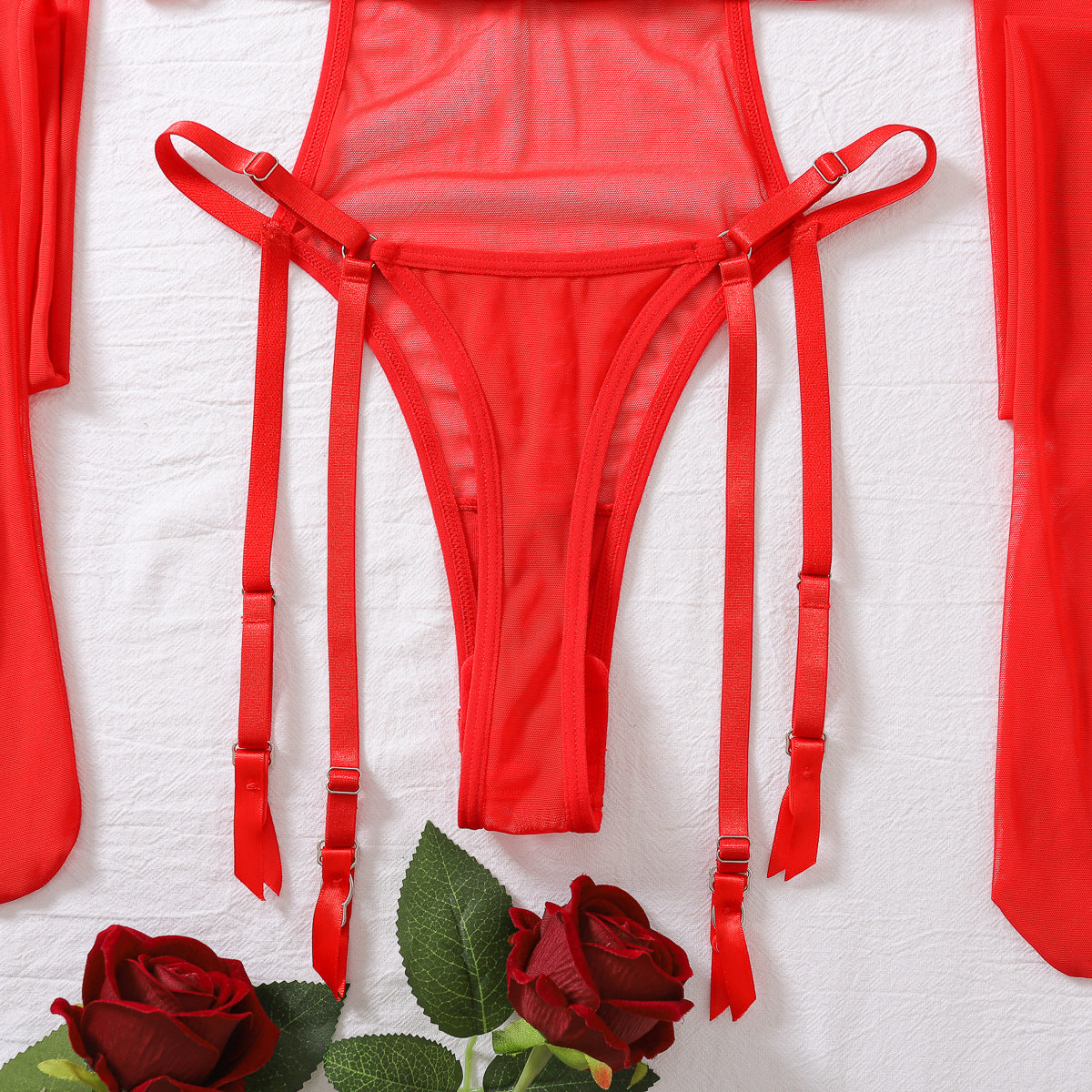 Red Sheer Bodysuit Uncensored