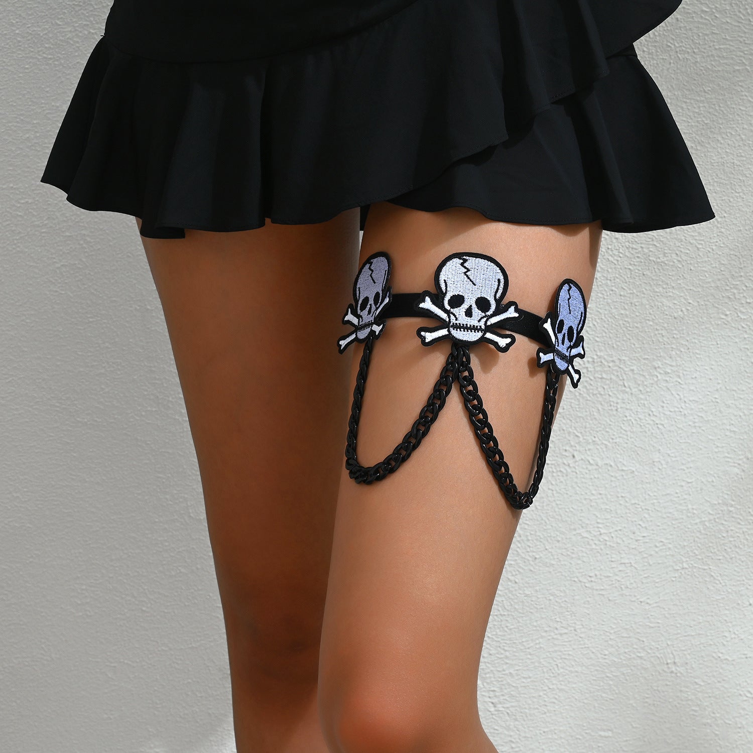 Black Halloween Embroidered Leg Garter