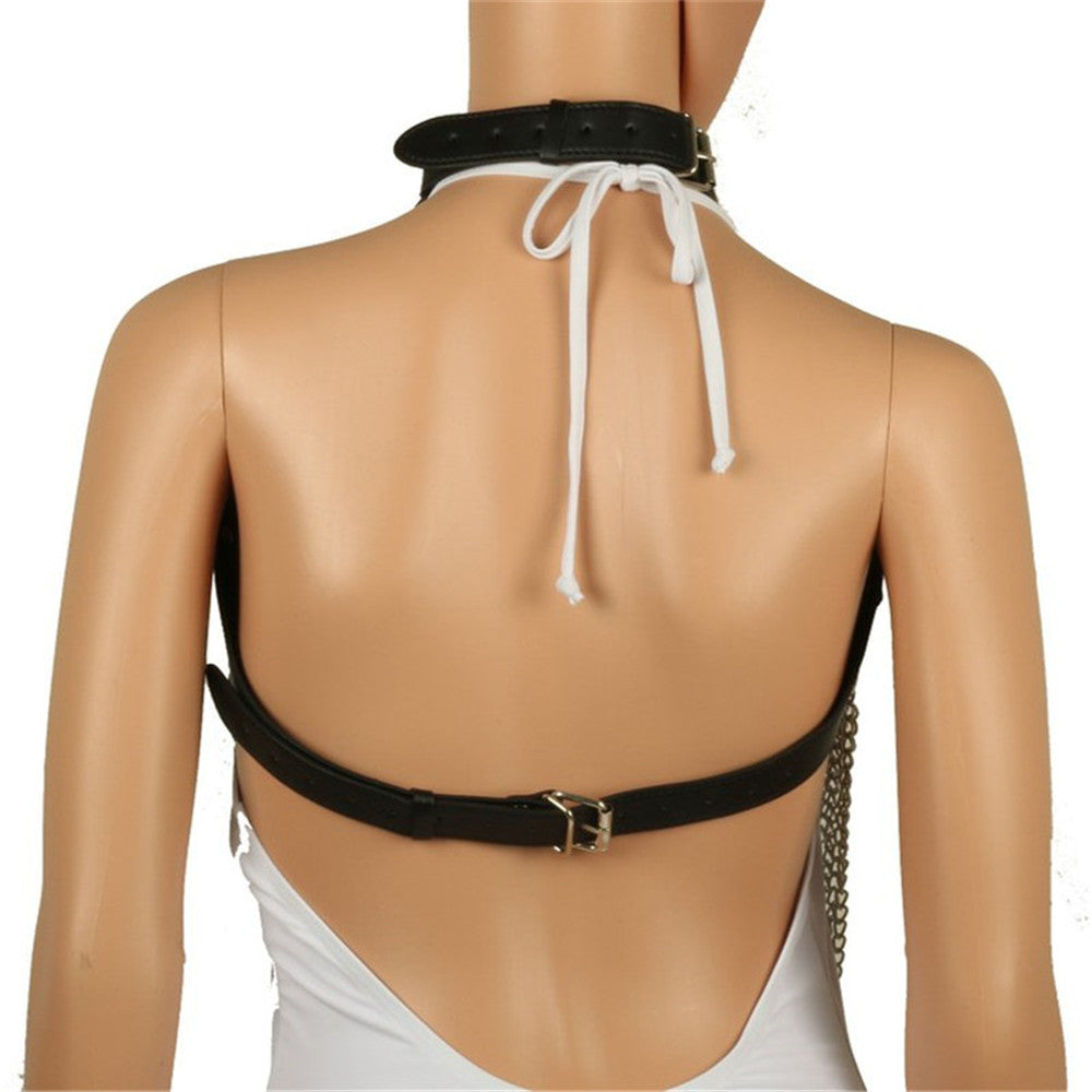 Leather Harness Over Knitwear