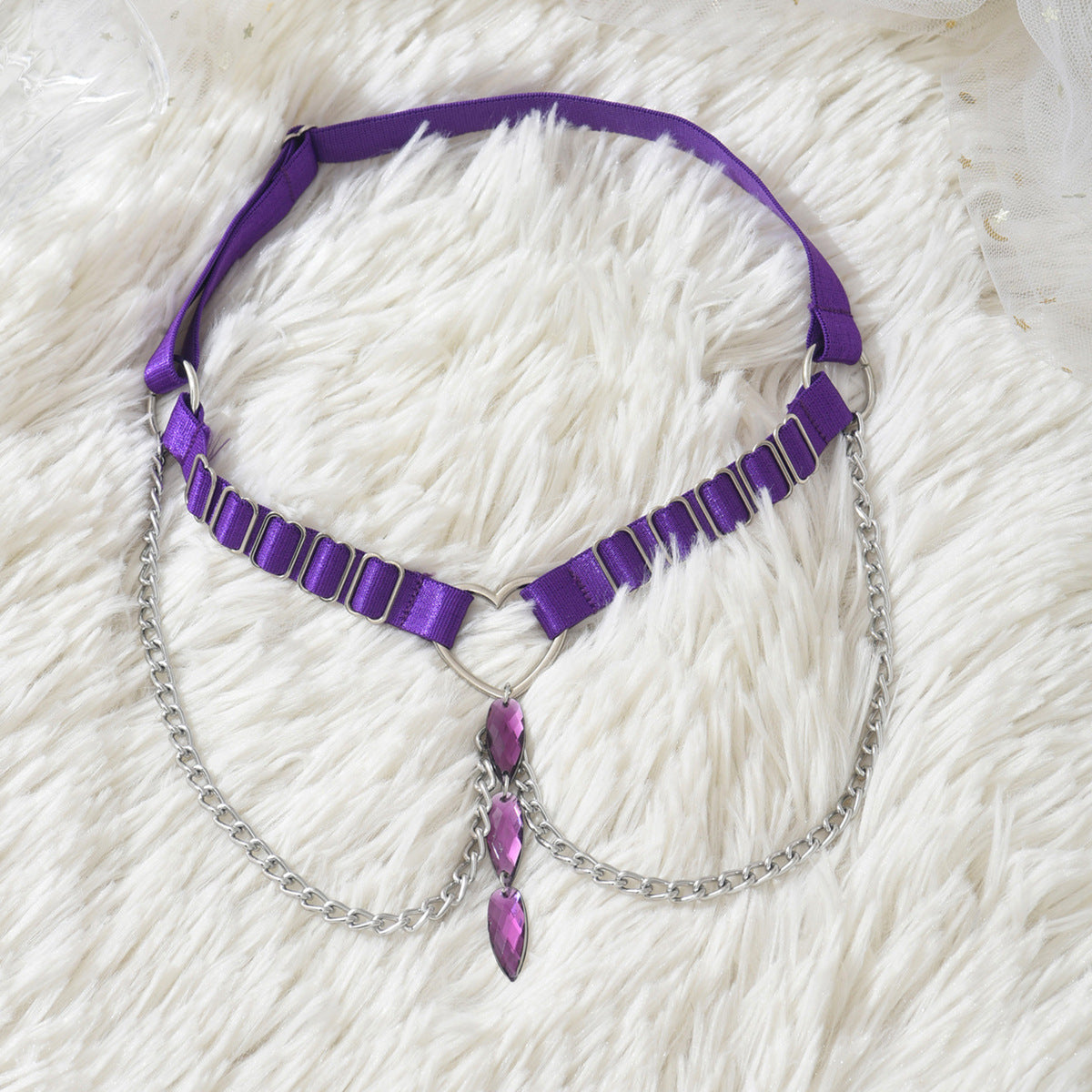 Purple Heart Ring Pendant Leg Garter