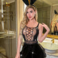 Black Mesh Playboy Bunny Costume Dress