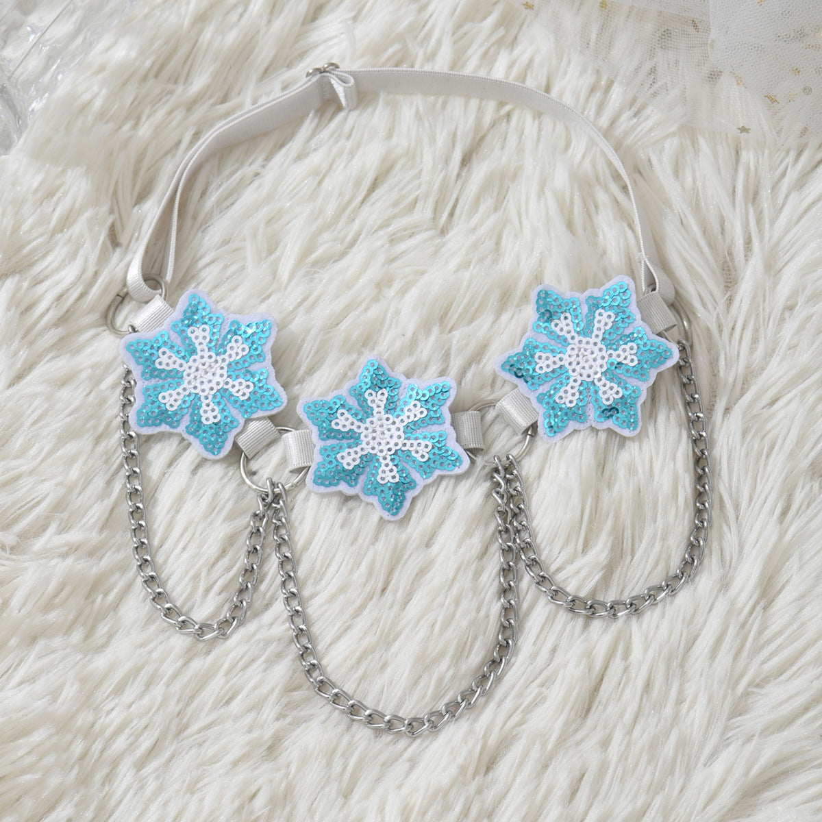White Embroidered Snowflakes Leg Garter