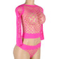 Submissive Long Sleeve Bodysuit Slutty See Through Mesh Lingerie Intimate Teddy