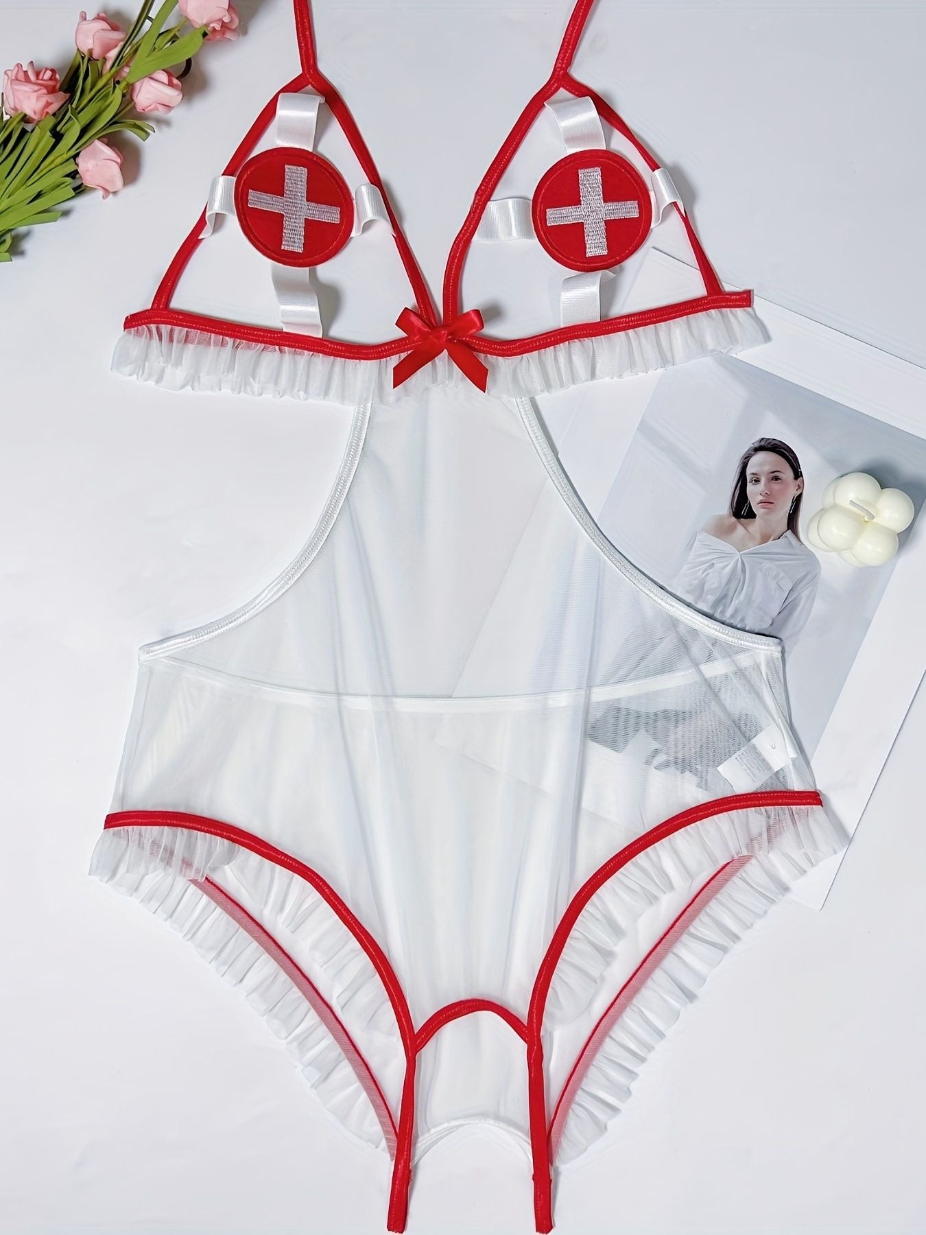 Sex Bodysuit Strapy Sexy Nurse Costume Role Play Lingerie