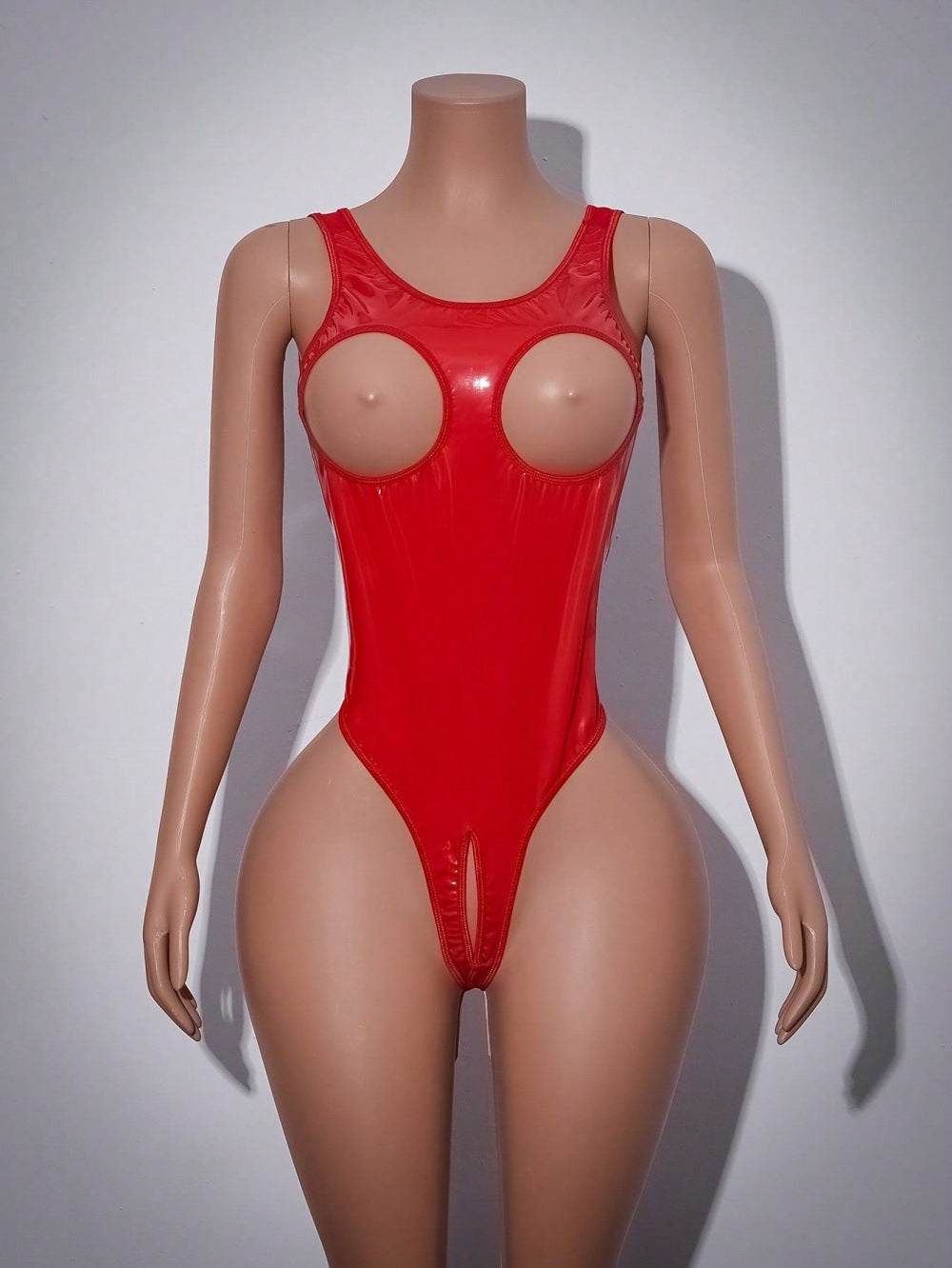 Vinyl Peek-A-Boo Chain Bodysuit Bdsm