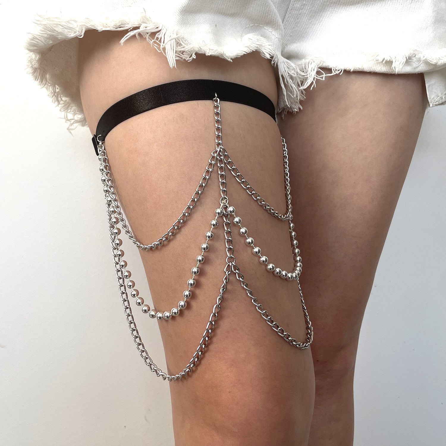 Black Leg Garter Revealing Black Body Harness Lingerie